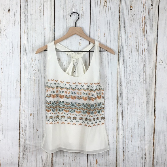 Greylin Chevron Sequined Chiffon Racerback Top - Picture 3 of 8